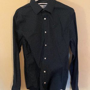 Old Navy Medium Blue + White Polka Dot Button-Up
